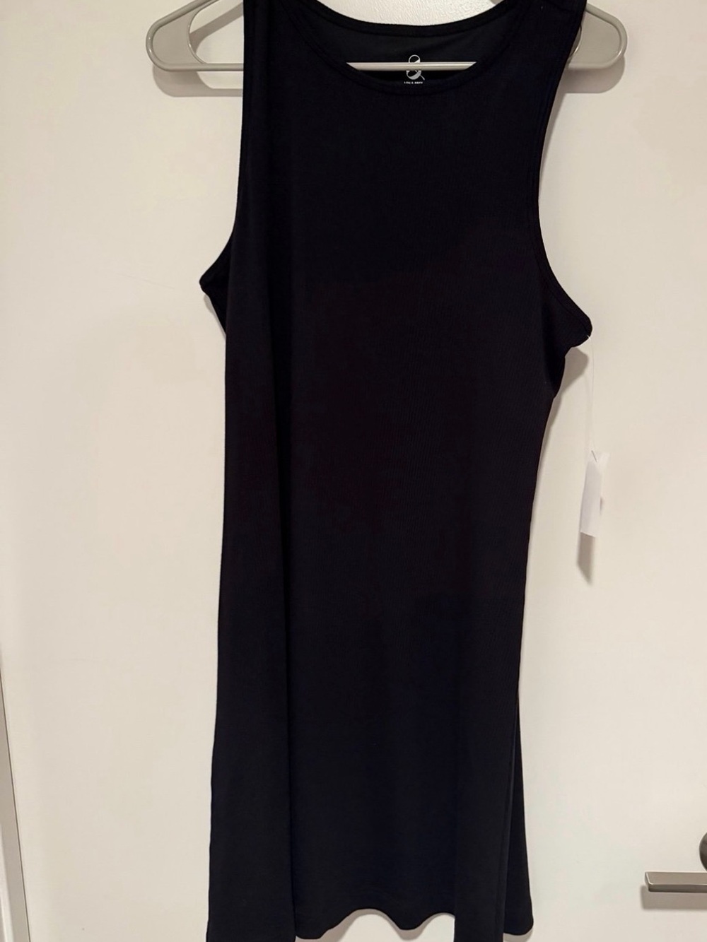 Black Sleeveless Ribbed Dress with shelf bra (no padding)